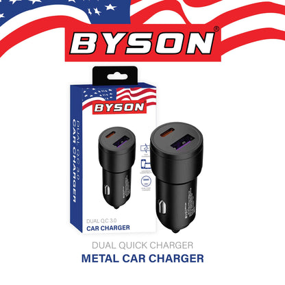 شاحن سيارة ثنائي BYSON QC 3.0 بقوة 47.5 واط