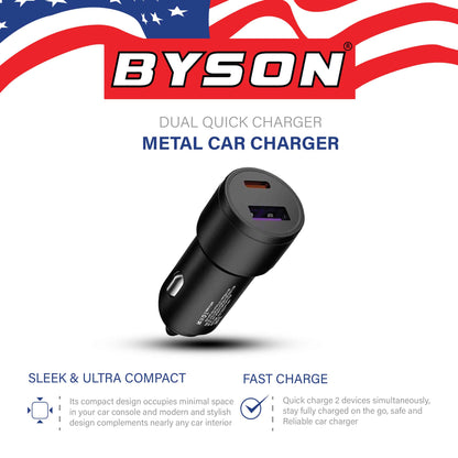 شاحن سيارة ثنائي BYSON QC 3.0 بقوة 47.5 واط