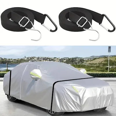 4PCS 50 Inch Car Cover Gust Straps, Heavy Duty Wind Protector Bungee Cords Hook Clips Kit Fit for Most Cars, Sedans, SUVs, Trucks, Vans, Motorcycles, Boat-Black