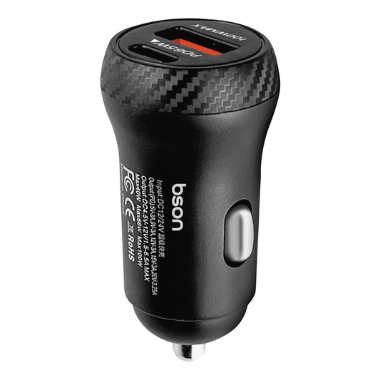 شاحن سيارة Bson 88W فائق السرعة - شحن أسرع 6 مرات بمنفذي USB (USB-A و USB-C)، QC3.0 بحد أقصى 100 واط + PD بقوة 65 واط، يتضمن حماية ذكية للسلامة