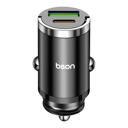 شاحن سيارة Bson 53W فائق السرعة - شحن أسرع 5 مرات بمنفذي USB (USB-A و USB-C)، وQC3.0 بقدرة 100 واط كحد أقصى + PD بقدرة 30 واط، وميزات حماية ذكية متضمنة