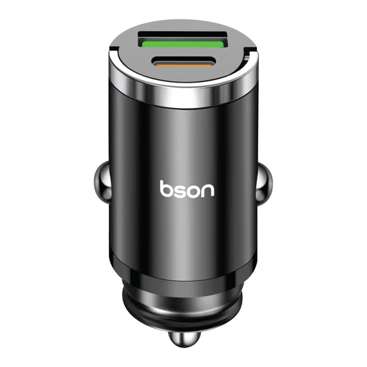 شاحن سيارة Bson 53W فائق السرعة - شحن أسرع 5 مرات بمنفذي USB (USB-A و USB-C)، وQC3.0 بقدرة 100 واط كحد أقصى + PD بقدرة 30 واط، وميزات حماية ذكية متضمنة